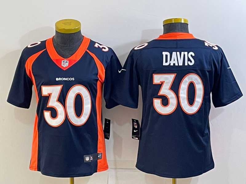 Women%27s Denver Broncos #30 Terrell Davis Navy Blue 2022 Vapor Untouchable Stitched NFL Nike Limited Jersey